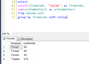 rollup ve cube toplam